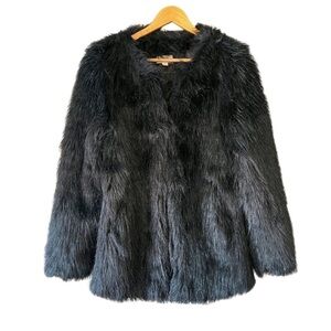Hudson Bay Black Faux Fur Shaggy Jacket